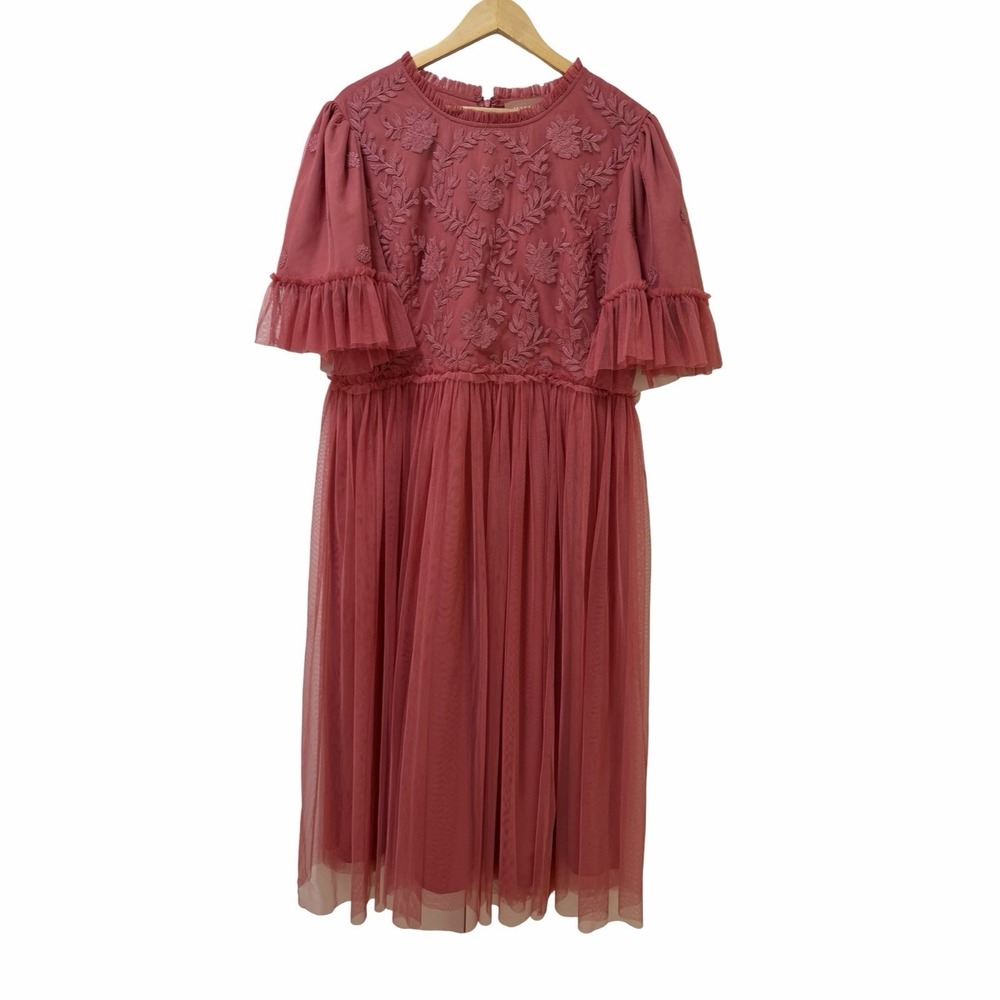 Jessakae Juliette Floral Embroidered Midi Dress Size 2X Mauve Special Occasion